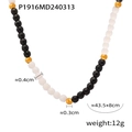 Detail shot of bohemian beaded necklace with 43.5cm adjustable length and gold spacers - P1916 Style (P1916-Golden Necklace) / Gold
