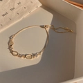 Gold-tone bracelet with adjustable slider and fish-shaped opal and zircon charms - Fish Bracelet (S129 Gold) / Gold