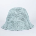 Foldable mint blue straw bucket hat with breathable woven texture for summer - M (56-58cm) / Pale Green