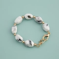 DIY acrylic chain with black and white marble beads and gold metal accents - Two-tone White Gold Beads 30CM