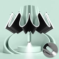 Automatic inverted mint green umbrella with LED handle and black UV inner layer - Automatic Reverse LED Model / Morning Mist Green