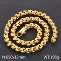 Vintage punk skull chain necklace in gold finish, 650x12mm heavy metal links for men - 50cm / Gold (KN107326-KJX)