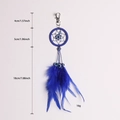 Blue peacock feather dreamcatcher keychain with evil eye bead and 18cm length scale - 9528B Blue With Keychain