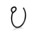 U-shaped black stainless steel nose ring variant with smooth finish and rounded ends - 0.8*8mm / Black