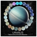 Uranus themed natural stone beaded bracelet with amethyst and amazonite gems - With Card / Uranus