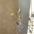 Detail of crystal sun catcher with purple gemstone and prisms reflecting colorful light - Gold Alloy + Lapis Lazuli / Standard Size
