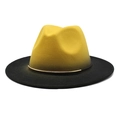 Modischer Fedora Hut mit gelb-schwarzem Farbverlauf und goldener Metallschnalle - Gelb und Schwarz Farbverlauf