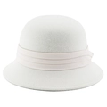 Elegante cappello cloche in feltro di lana bianco da donna in stile vintage britannico chic - M (56-58cm) / Bianco