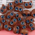 Brown 18mm acrylic cartoon cat head beads with blue eyes for DIY jewelry making - Brown