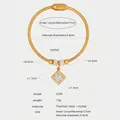 Bracciale a catena serpente in acciaio al titanio dorato con ciondolo quadrato e cristalli - Bracciale Rigido Oro (Z249)