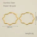 Detailed view of 58mm irregular wavy 18K gold plated stainless steel hoop earrings - Gold-58mm Style (ZE189G-02)