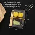Miniature dollhouse lunch box keychain with fruit toys, chopsticks, and metal chain - Box + Chopsticks + 2 Corns + 1 Purple Grape + 1 Green Grape