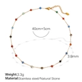 Colorful natural stone necklace with stainless steel chain in gold finish 45cm - XL267 Colored Stone Gold Necklace