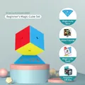 2x2 Moyu speed cube set with colorful stickerless surface and blue triangle display base - 2x2 Stickerless