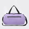 Borsa sportiva viola chiaro con cinghie nere e tasca frontale con cerniera per fitness - Violetto