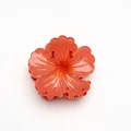 Gradient orange-red frangipani hair claw clip with glossy finish and floral texture - Magenta Hibiscus Shape [8cm Large]