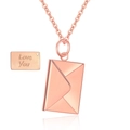 Roségouden roestvrijstalen envelop ketting met Love You gegraveerde hanger - Roségoud met LOVE YOU