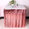 Gonna da tavolo con frange in lamina metallica oro rosa per decorazioni di feste Halloween - Gonna da Tavolo a Frange Sottili / Oro rosa