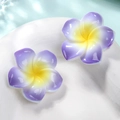 Resin plumeria flower accessory in gradient purple and yellow for hair clips and DIY - L Purple