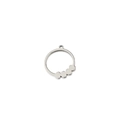 Macro view of silver titanium steel circular pendant with five small dangling hearts - Silver 4 Hearts