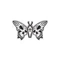 Black White Goth Skull Butterfly
