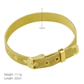 Detail of 10mm golden mesh bracelet strap with adjustable buckle and size dimensions - Gold Bracelet