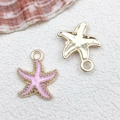Pink enamel starfish alloy pendant for DIY jewelry making and keychain accessories - 1pc Starfish 15x18mm-1.1g