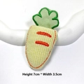 Detail view of corduroy carrot fabric accessory with embroidery and 7cm height dimensions - Light Yellow Carrot