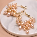 Pink freshwater pearl hoop earrings in gold plated 925 silver for a vintage jewelry style - Pink Pearl Set Hoop Earrings