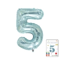 Light blue number 5 foil balloon in 40 inch size with retail card packaging - 40-inch Jelly Blue With 5 Paper Cards