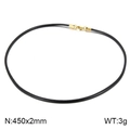 450mm black braided cord necklace with 2mm diameter and golden lobster clasp closure - Gold Buckle Black Rope (KN201945-Z)