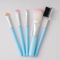5-piece makeup brush set with light blue handles and pink gradient bristles - Light Blue 5Pcs Set OPP Packaging / Light Blue