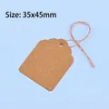 Brown kraft paper jewelry price tags with wavy edges and hemp string, size 35x45mm - 35x45mm (500 Pcs) / Kraft Paper (Coffee String)