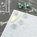 Vista macro de flores de camelia 3D iridiscentes transparentes para manicura DIY - 8mm / Azul