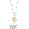 Golden 316L stainless steel Virgin Mary necklace with colorful zircon gemstones - Vintage Stone Inlaid Religious Style (HN0078G10)