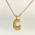 Polished gold balloon style letter C pendant with delicate box chain necklace - Letter C / Gold