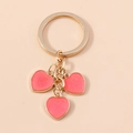 Sweet pink enamel heart keychain with gold finish and glitter charm for handbags - Small Heart / Deep Pink