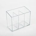 Transparent acrylic organizer with three compartments for desktop storage and cosmetics - 12.7*6.2*10.3cm (3 Grids)