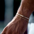 Men's stylish double-layer silver snake chain and cuff bracelet set for daily wear - Box Chain / Steel