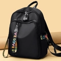 Schwarzer Oxford-Stoff Rucksack mit bunten Love-Gurten und Seitentaschen für Freizeit - Groß / Schwarz