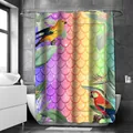 Tenda da doccia tropicale con pappagalli colorati e foglie di piante botaniche verdi - 90x180cm / Arancione