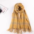 Écharpe classique en cachemire à carreaux jaunes pour femmes avec franges élégantes douces - Jaune