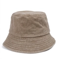 Sombrero bucket de denim lavado caqui para protección solar con costuras reforzadas y estilo retro - M (56-58cm) / Caqui