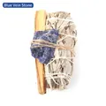 White Sage and Palo Santo bundle with raw Blue Sodalite crystal for meditation - Blue Sodalite, Sage And Palo Santo