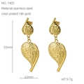 Orecchini a foglia irregolare testurizzati in acciaio placcato oro 18K - Stile a Foglia Irregolare (1405) / Oro