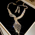 Luxury gold-plated jewelry set with sparkling rhinestones in a black velvet gift box - 62# Necklace-Gold