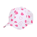 Kids' breathable tie-dye baseball cap with pink heart prints for sun protection - 52-54cm / White Base Pink Heart Print (E)