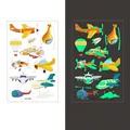 Luminous aviation cartoon watch stickers for kids featuring airplanes in day and night view - Cartoon Mix Style (WS-K99)
