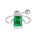Adjustable 925 silver chain ring featuring a green emerald-cut zircon pendant - Adjustable / Silver-Emerald-Green Stone