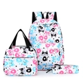 Three-piece school bag set with colorful cartoon cat print including backpack and lunch bag - Colorful Cartoon Cats (19)